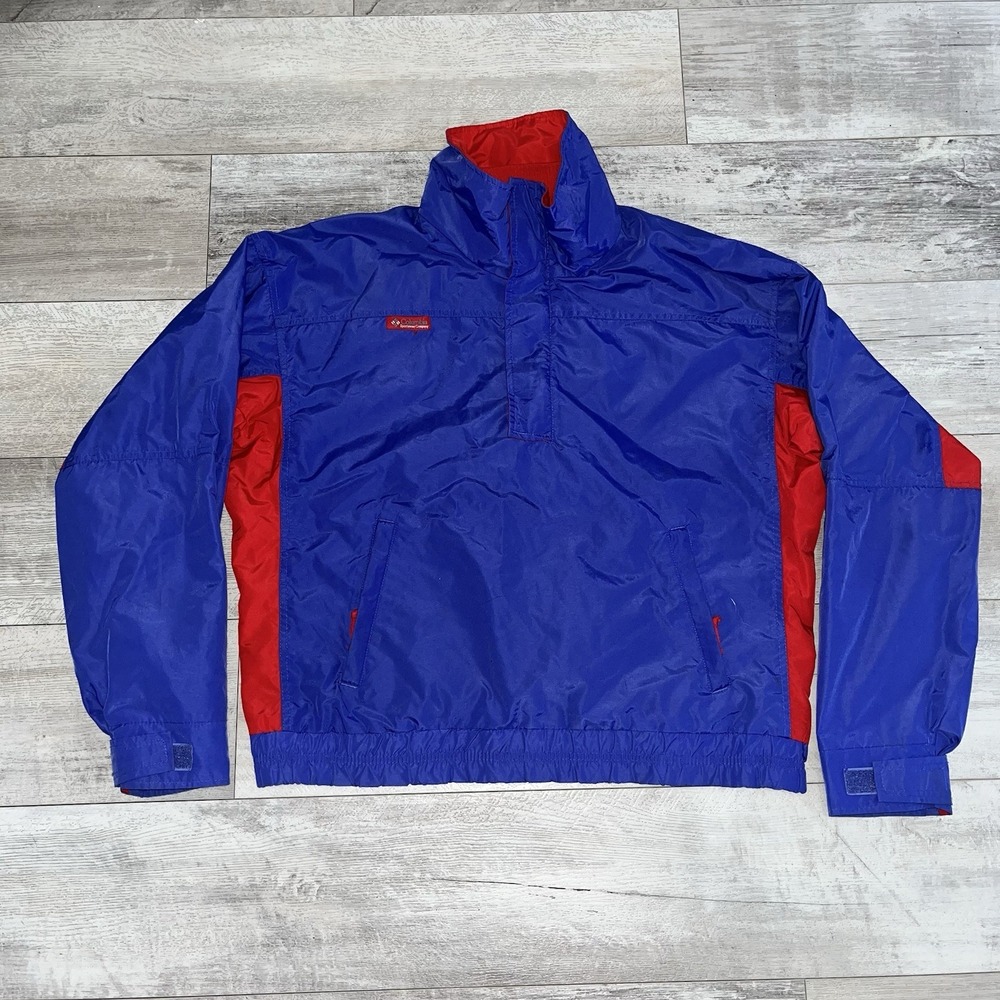 Columbia 1/4 Zip Pullover Windbreaker Bugaboo Large Blue VTG 90s